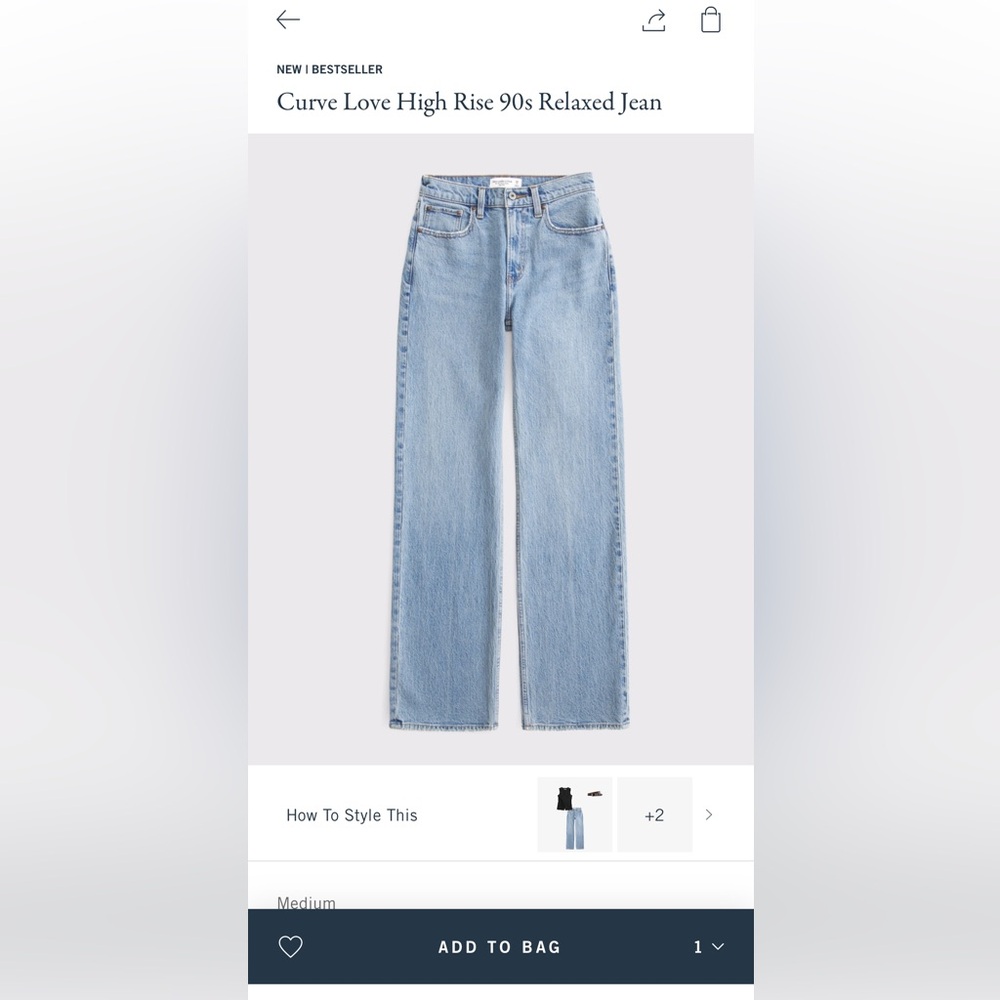 Abercrombie Curve Love 90’s relaxed Jeans